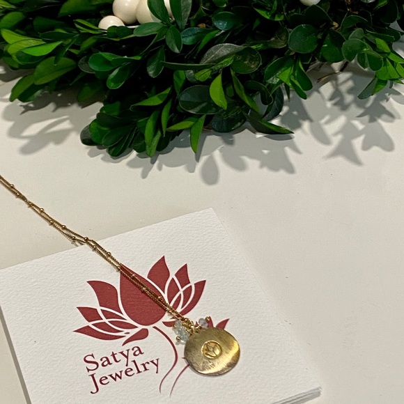 Satya Jewelry Jewelry - NWT Gold Aquamarine Lotus Necklace Satya Jewelry